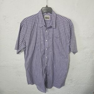 Wrangler Riata Mens 2XLT Plaid Short Sleeve Button Up Western Shirt Purple Tall